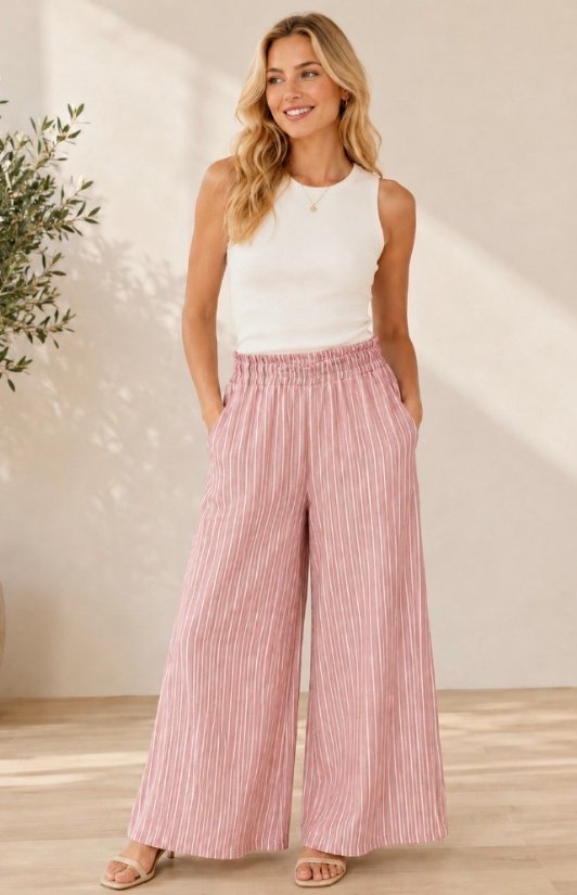 Picture of 013126P-Striped Chic wide-leg palazzo pants