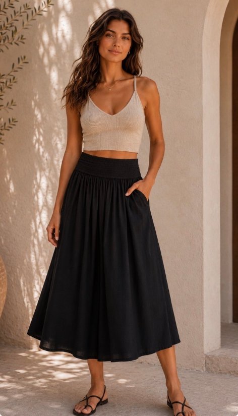 Picture of 221068S-Flowy midi skirt