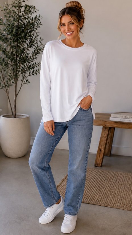 Picture of SILVER7012T-Cotton Essential long-sleeve top