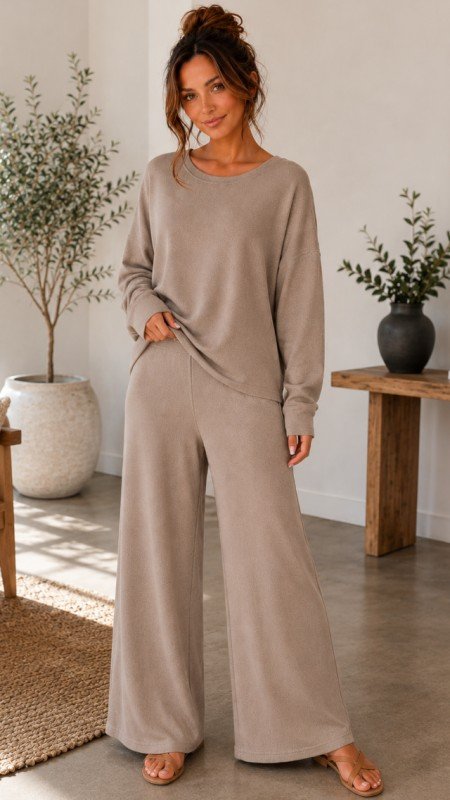 Picture of SET-1931026-Brushed Chic  loungewear set, relaxed-fit