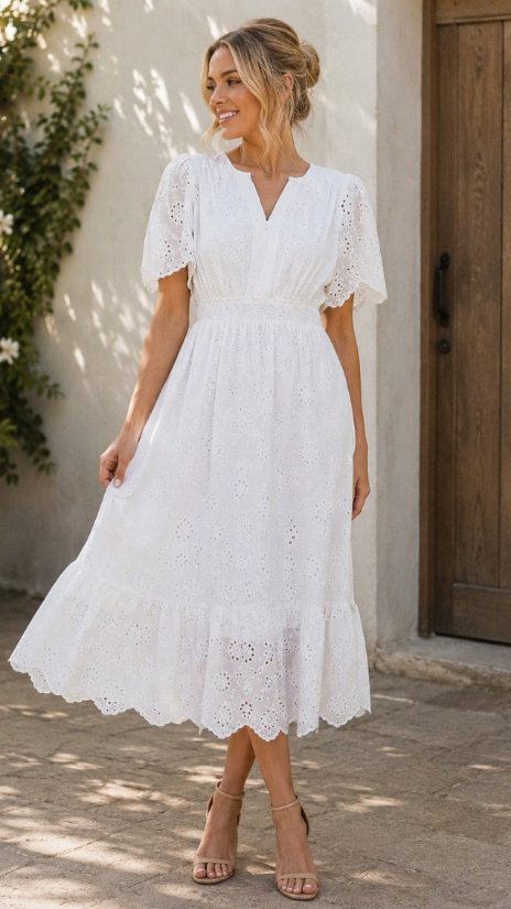 Picture of CHRIS008-Breathable cotton eyelet Dress