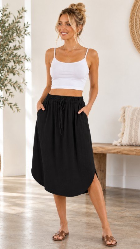 Picture of 201575S - Women's Ribbed Skirt with Pockets